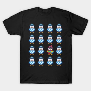 Autism Awareness Puzzle Penguin Party Pattern T-Shirt